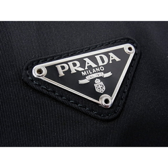 Prada Nylon Tote Bag Triangular Logo Plate Black - Picture 3 of 8
